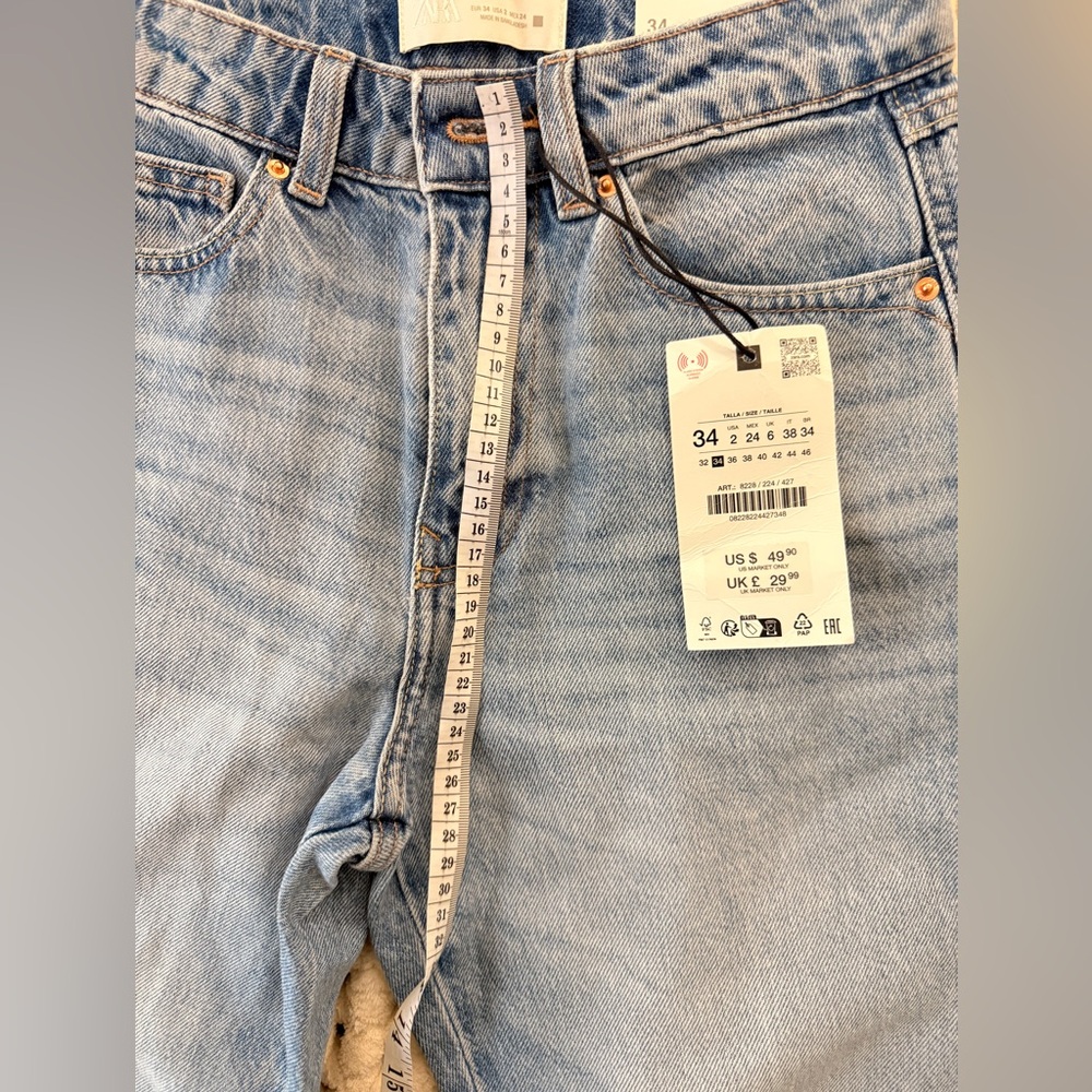 ZARA High-Waist Regular Fit Blue – Size 2 (EU 34) - Picture 12 of 13